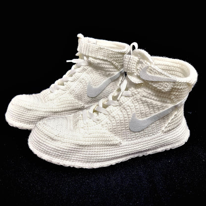 Jordan Force Sneakers Plush Slippers Custom Basketball Shoes Cute Warm All White Booties - Byseay