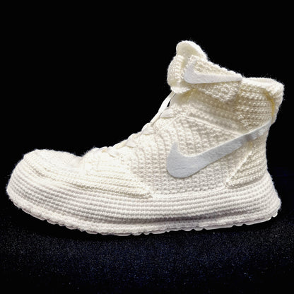 Jordan Force Sneakers Plush Slippers Custom Basketball Shoes Cute Warm All White Booties - Byseay