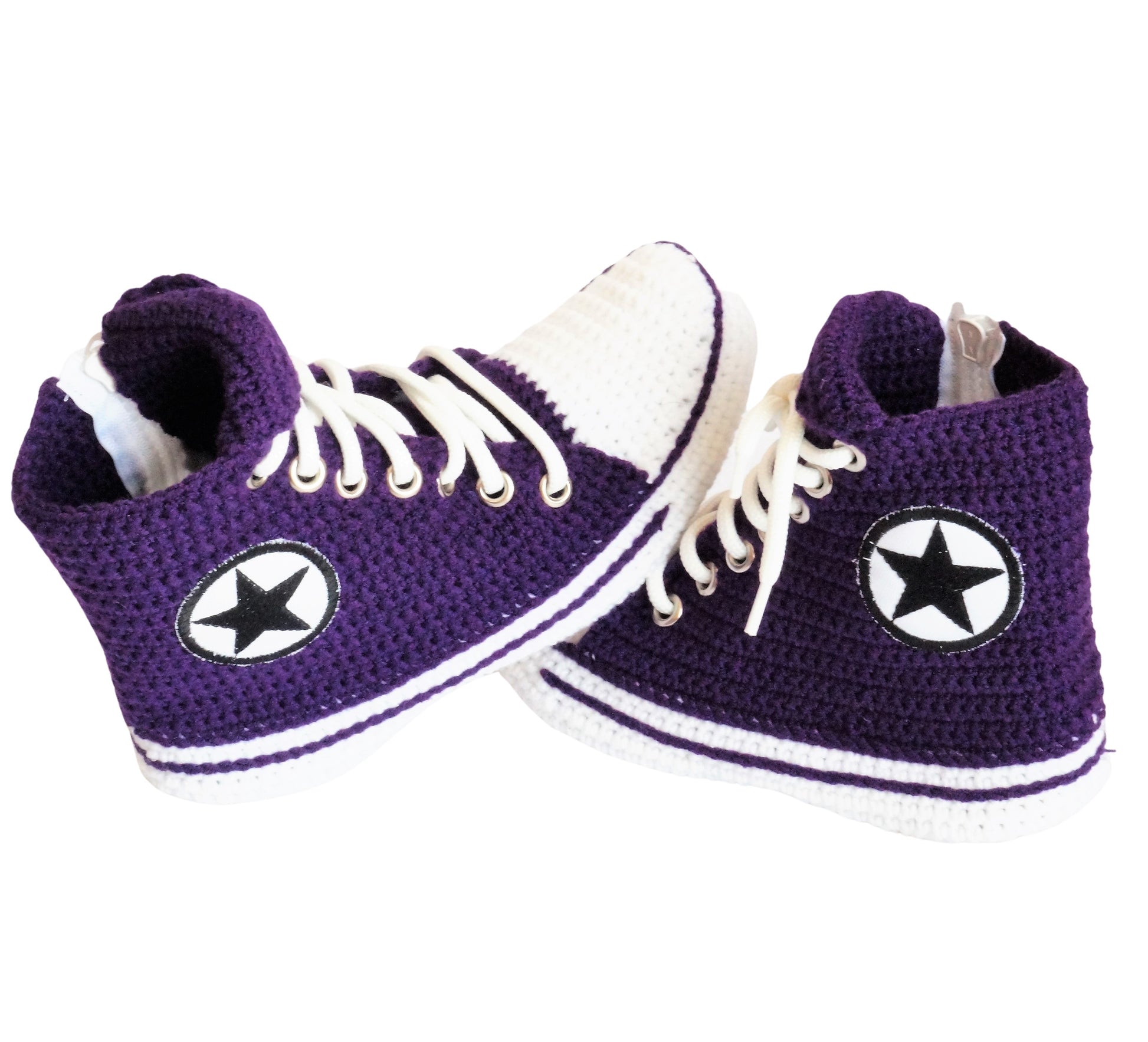 Converse Sneakers Purple Slippers Soft Plush House Shoes Socks - Byseay