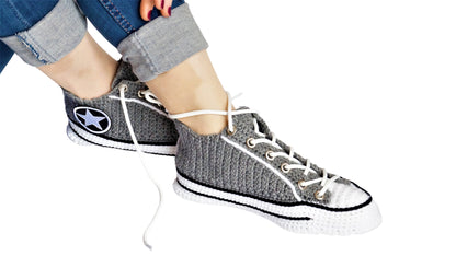 Crochet Converse Seasonal Low Top Classic Grey Slippers Handmade Sneakers Plush Shoes - Byseay