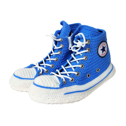 Blue Converse Sneakers Slippers Chuck Shoes Women High Top Plush Slippers Booties - Byseay