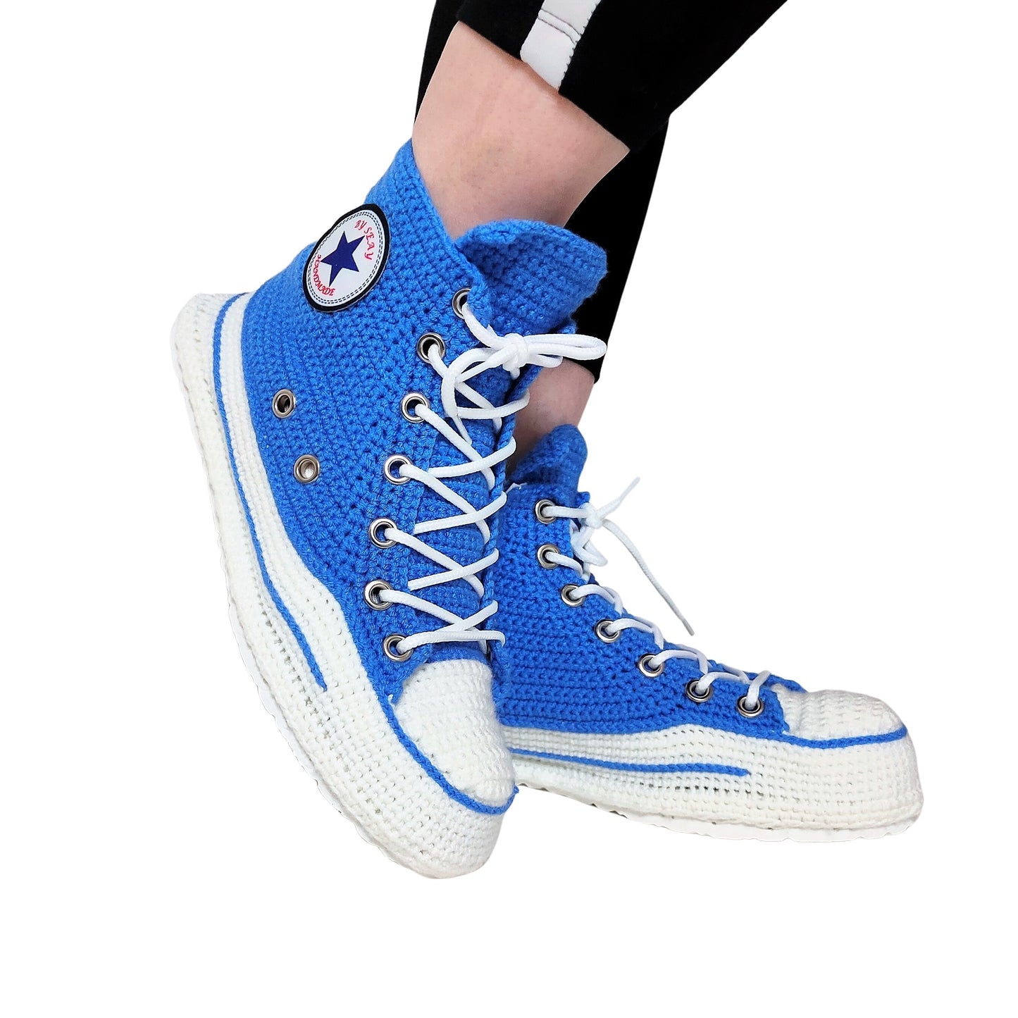 Blue Converse Sneakers Slippers Chuck Shoes Women High Top Plush Slippers Booties - Byseay