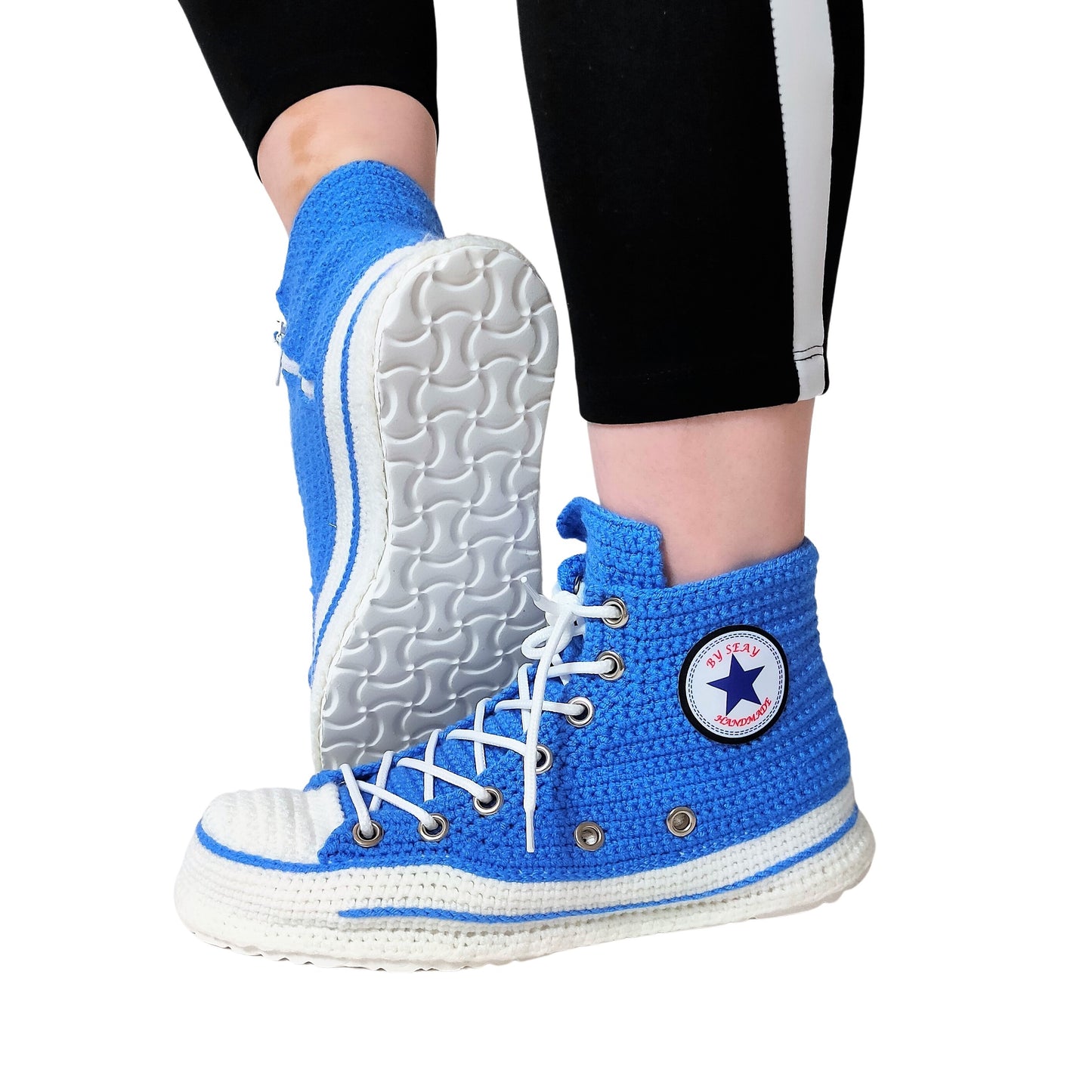 Blue Converse Sneakers Slippers Chuck Shoes Women High Top Plush Slippers Booties - Byseay