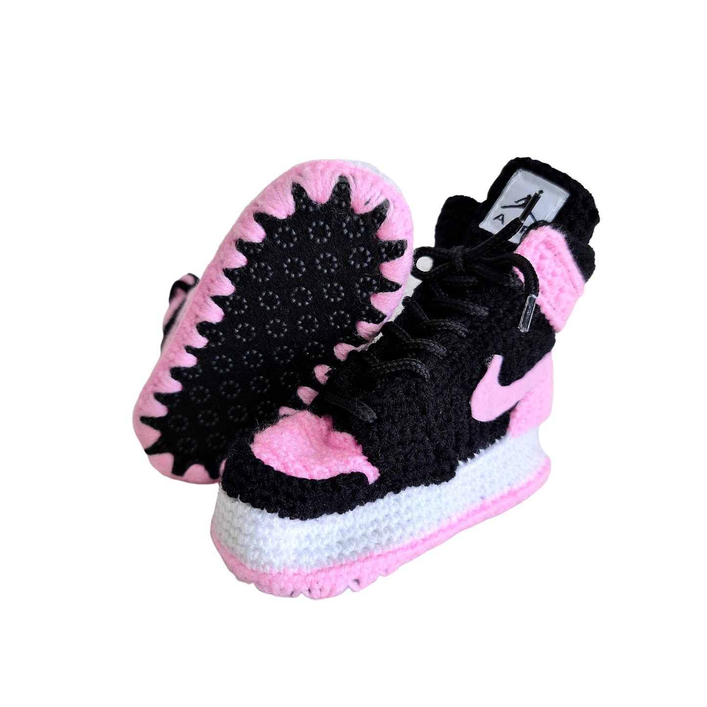 Crochet Baby Air Jordan Infant Girl Pink Sneakers Newborn Soft Shoes Slippers Socks - Byseay