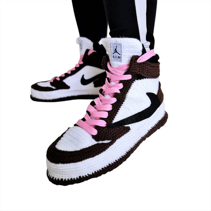 Travis Jordan Sneakers Custom Slippers Scott Pink Lace-Up Handmade Shoes