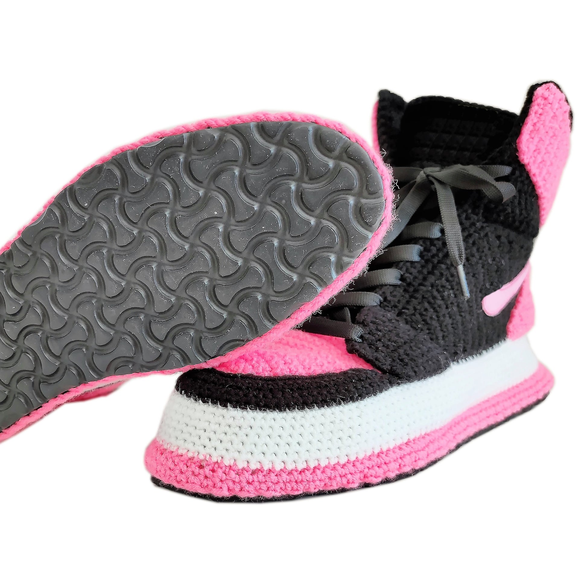 Pink Crochet Custom Plush Soft Sneakers Slippers Breathable Socks Shoes