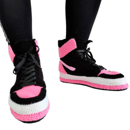 Pink Crochet Custom Plush Soft Sneakers Slippers Breathable Socks Shoes