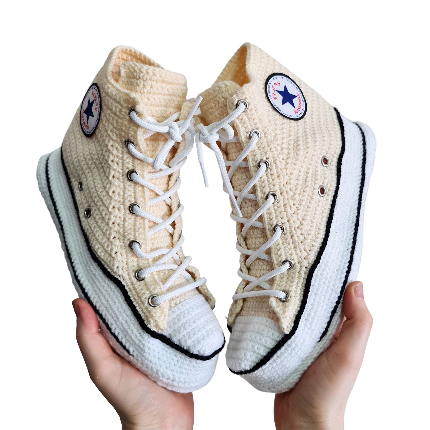 Off White Converse High Tops Platform Sneakers Plush Slippers-byseay