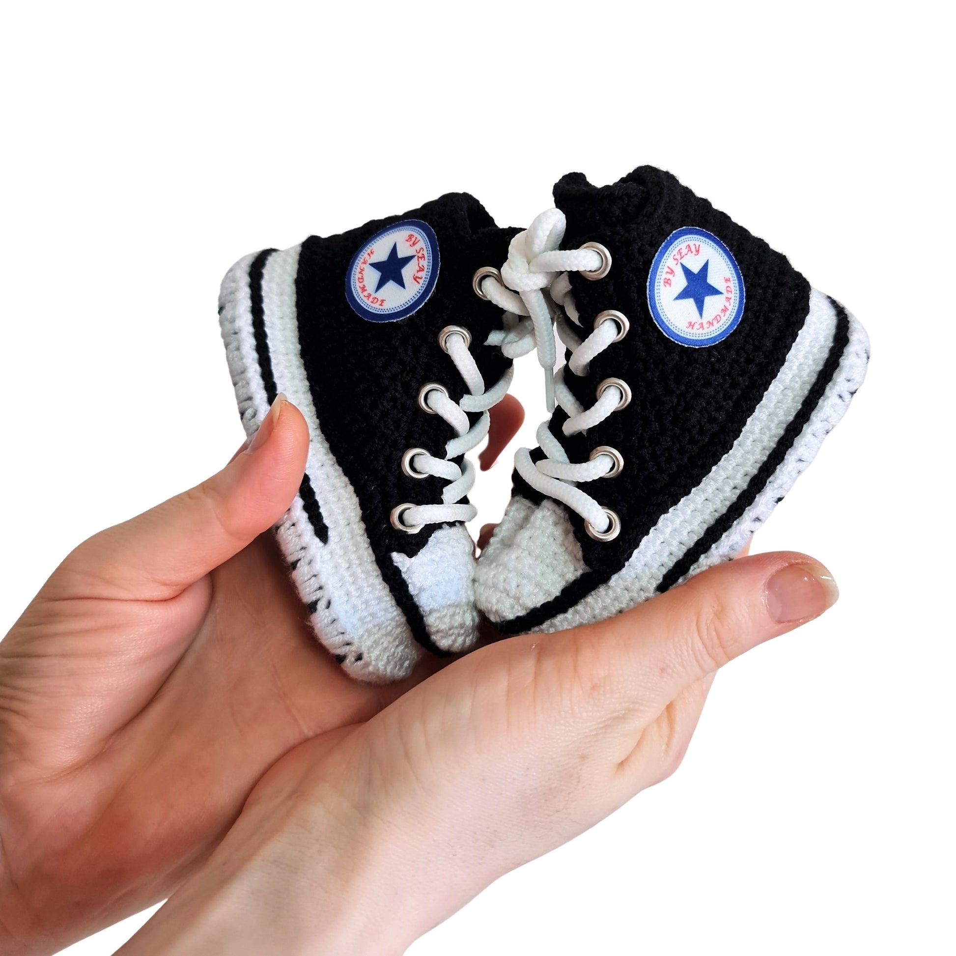 Black Converse Style Booties Baby Natural Cotton Newborn Socks, Wool Crochet Organic Slippers Sneakers, Toddler Cute Fluffy Plush Fur Shoes