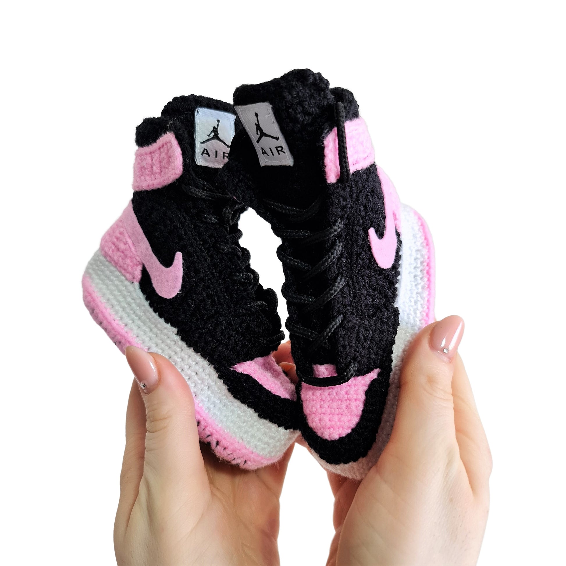 Crochet Baby Air Jordan Infant Girl Pink Sneakers Newborn Soft Shoes Slippers Socks - Byseay