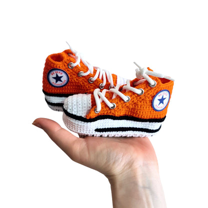 Orange Newborn Booties Natural Cotton Slippers Sneakers, Baby Wool Dress Crochet Organic Winter Socks, Toddler Cute Fluffy Plush Soft Shoes