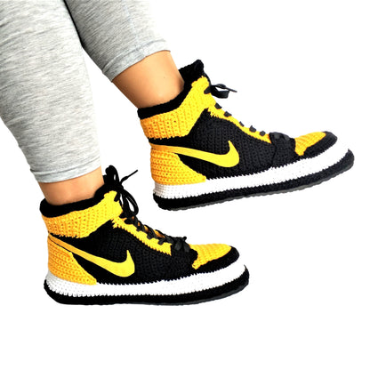 Jordan Yellow Banned Goods Sneakers Slippers Plush - Custom Basketball Handmade Shoes - Byseay