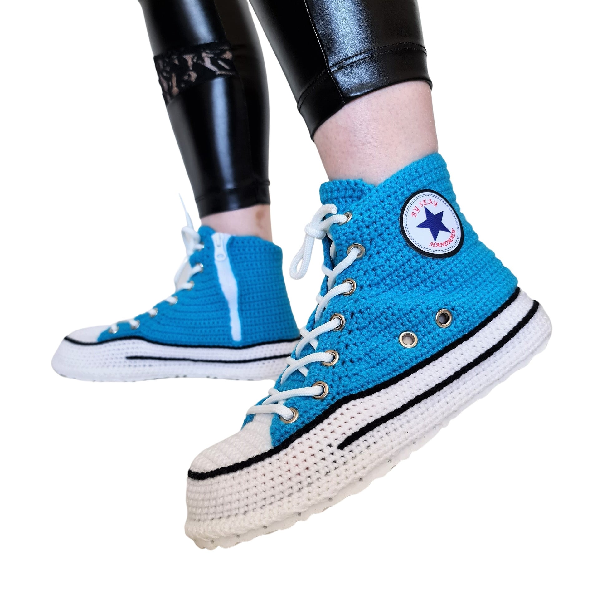 Light Blue Slippers Converse Custom Sneakers Plush Shoes