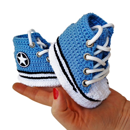 Baby Converse Booties Shoes Navy Blue Slippers - Infant High Tops baby Shower Handmade Socks - Newborn Custom Personalized Cute Soft Clothes