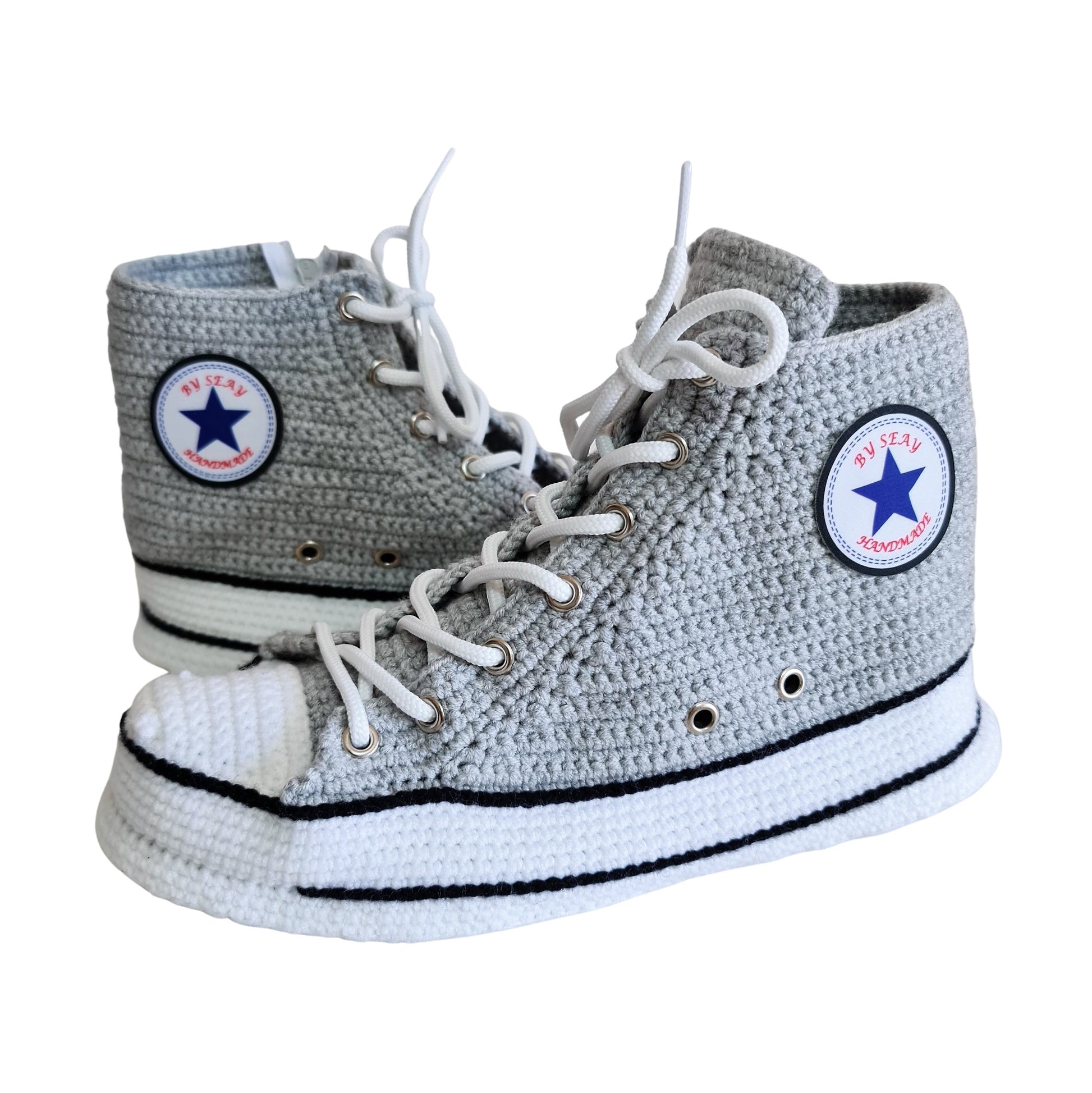 Gray Converse High Tops Platform Custom Slippers Sneakers