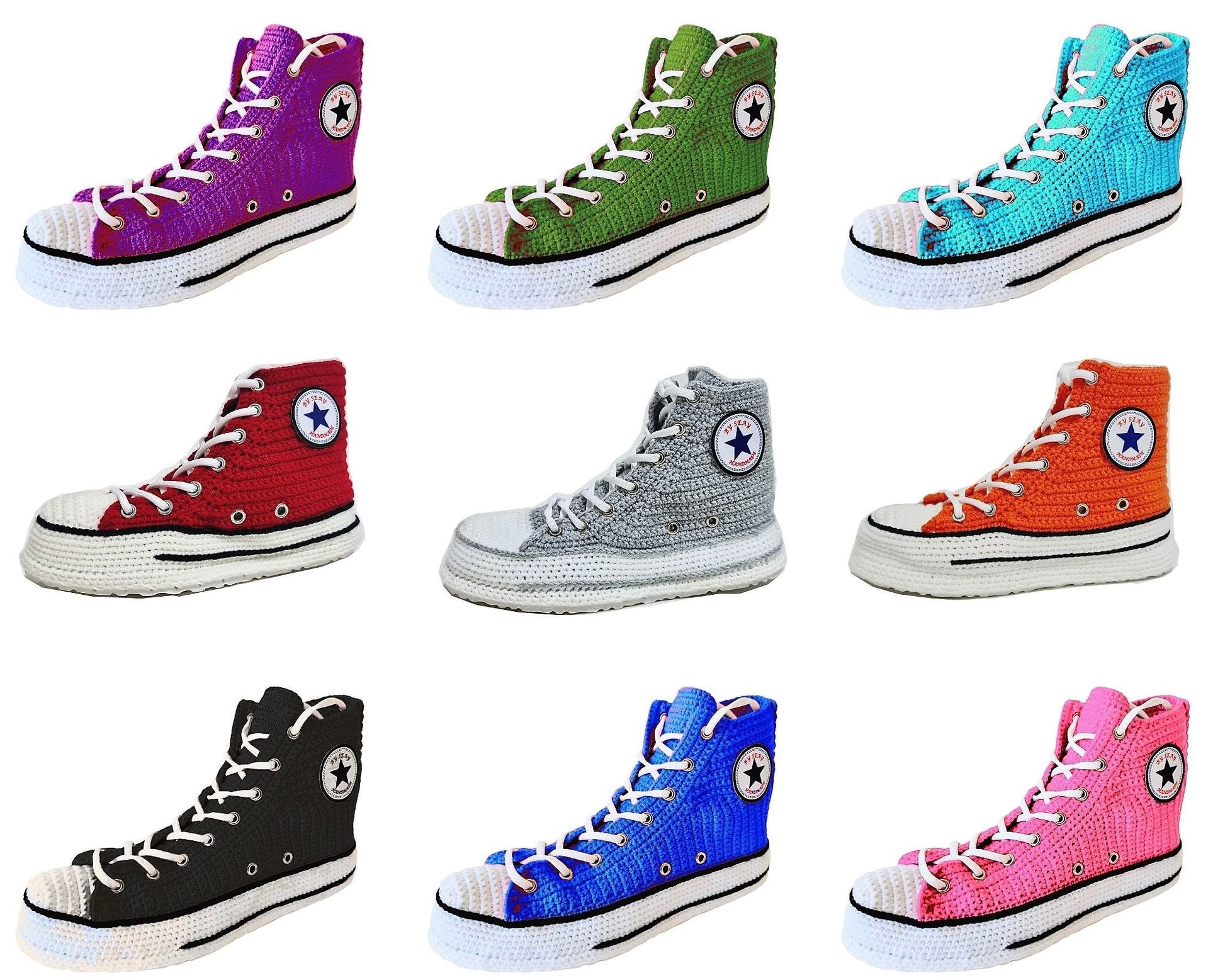 Blue Converse Sneakers Slippers Chuck Shoes Women High Top Plush Slippers Booties - Byseay