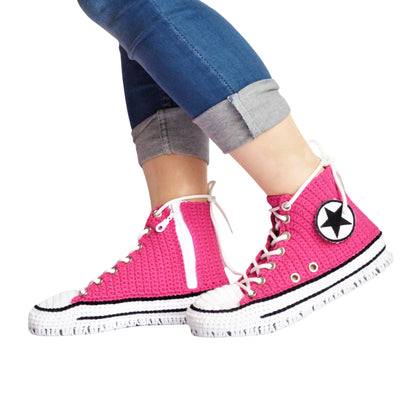 Fuchsia Converse Sneakers Custom Handmade Slippers Hause Sneakers Soft Plush - Byseay