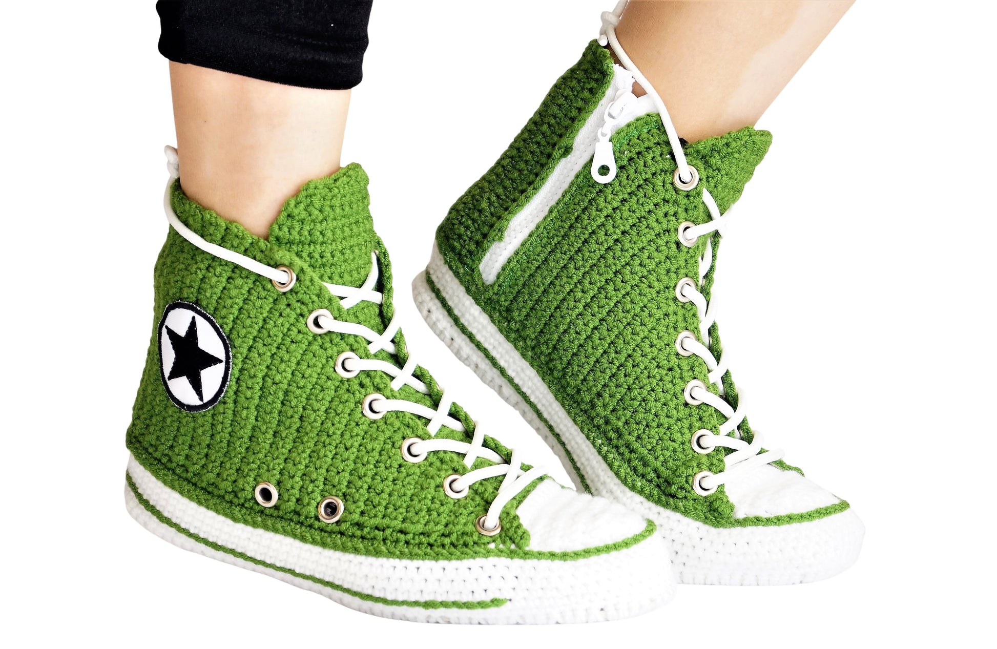 Converse Green Sneakers Plush Slippers Custom Canvas Classic Home Shoes - Banned Goods Embroidered Platform Multi Colored Personalized Socks