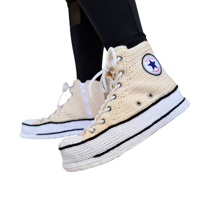 Off White Converse High Tops Platform Sneakers Plush Slippers-byseay