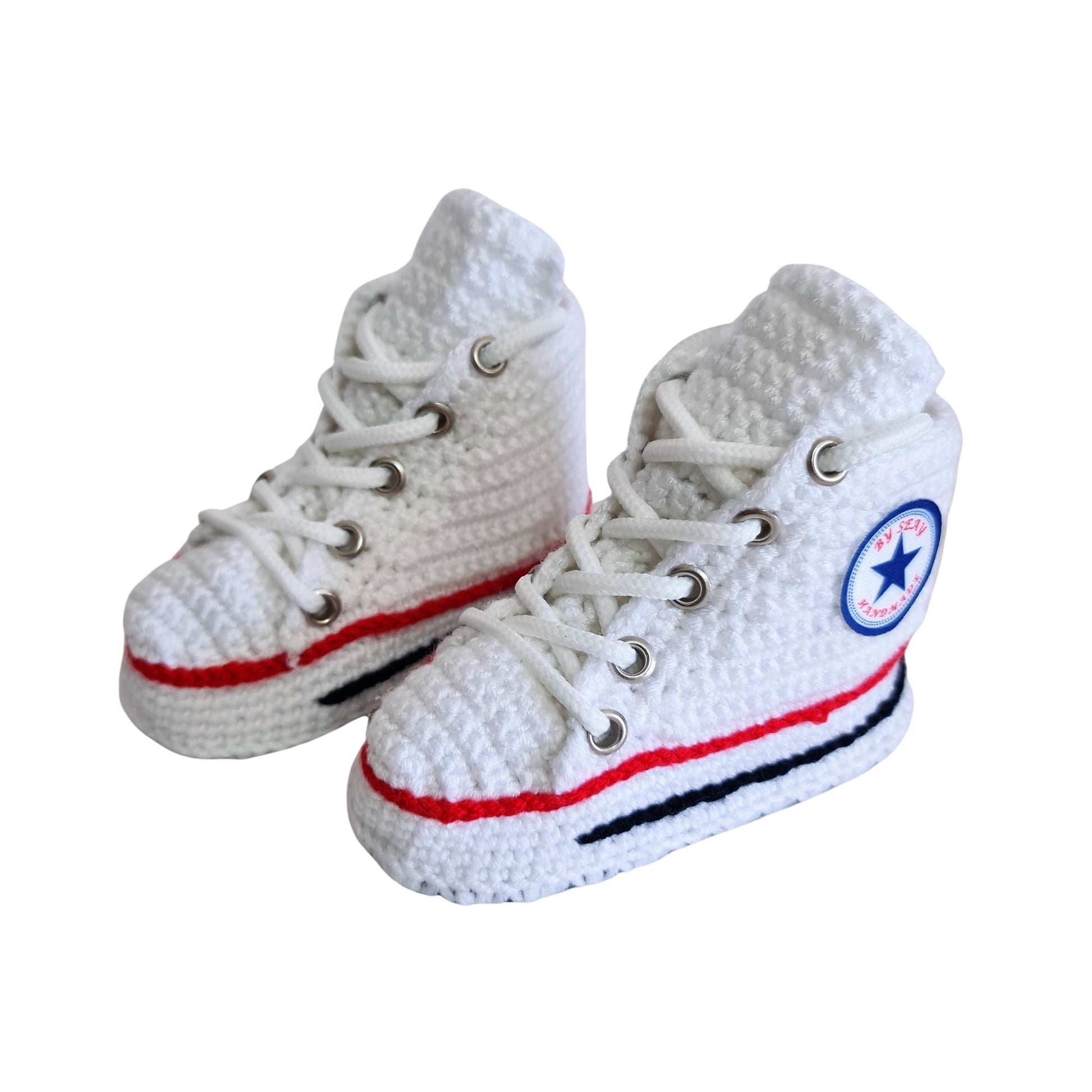 Converse Knitted Baby White Booties Sneakers Crochet Slippers Soft Wool Socks - Byseay