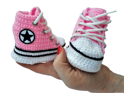 Converse Baby Girl Pink Booties Plush Slippers Sneakers Soft Shoes Socks - Byseay