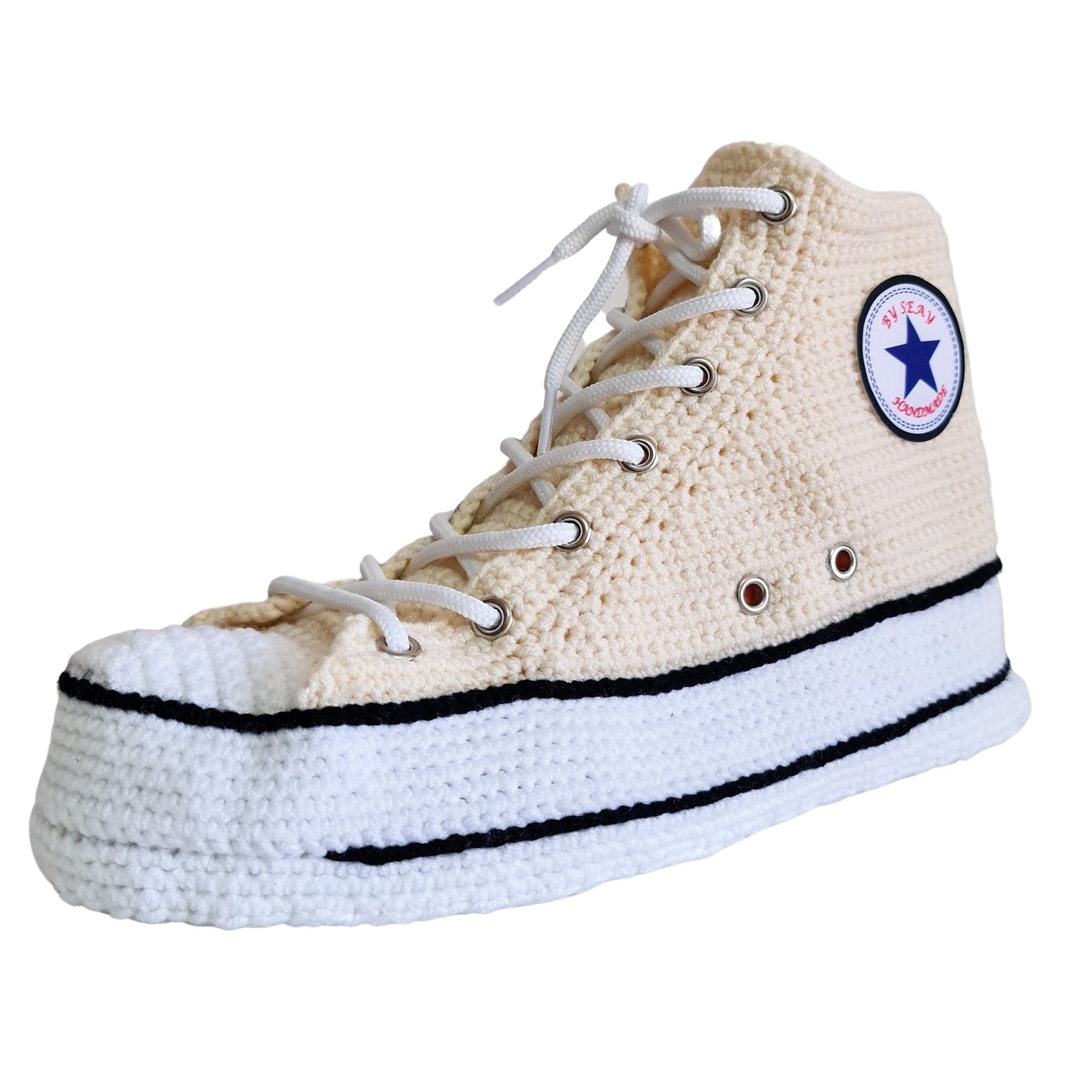 Off White Converse High Tops Platform Sneakers Plush Slippers-byseay