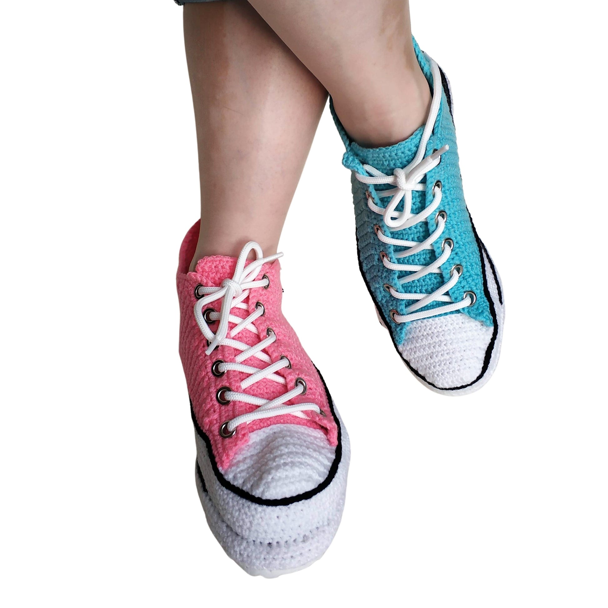 Converse Two Color Multicolored Sneakers Pink Turquoise Slippers Plush Shoes