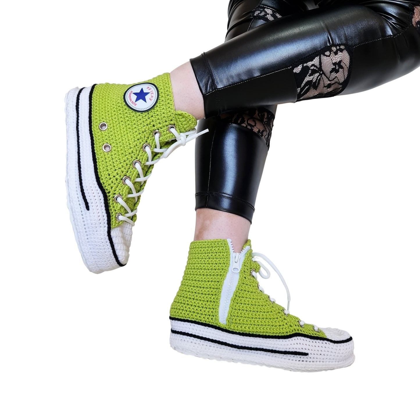 Light Neon Green Converse Slippers Custom Sneakers Home Shoes