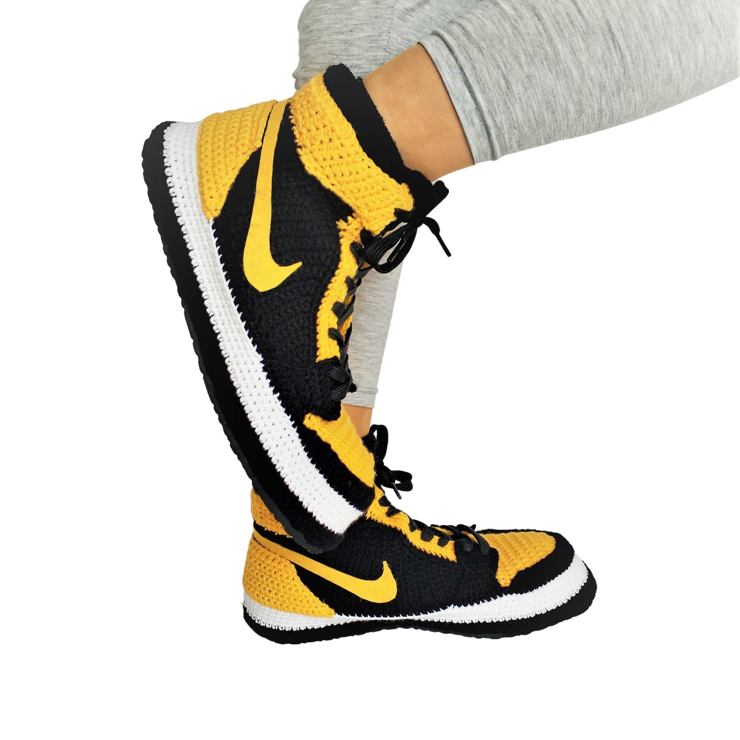 Jordan Yellow Banned Goods Sneakers Slippers Plush - Custom Basketball Handmade Shoes - Byseay