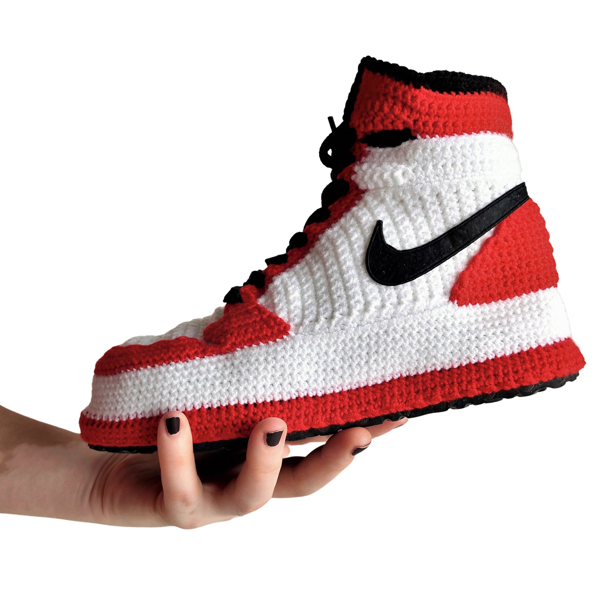 Handmade Jordan Bred Toe Sneakers Casual Wool Warm Crochet Home Cotton Knitting Slippers Plus - Byseay