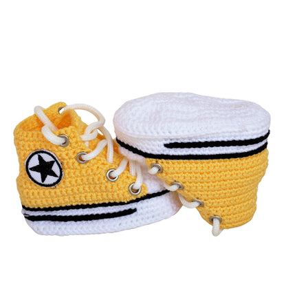 Newborn Baby Booties Yellow Slippers Socks - Infant Baby Shower Soft Sneakers - Byseay