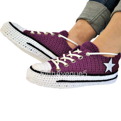 Purple Converse Low Tops Sneakers Slippers Plush Shoes