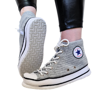 Gray Converse High Tops Platform Custom Slippers Sneakers