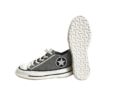 Crochet Converse Seasonal Low Top Classic Grey Slippers Handmade Sneakers Plush Shoes - Byseay