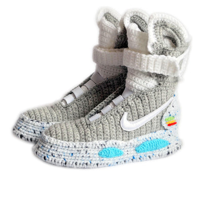 Back To The Future Custom Air Mag Crochet Shoes - Marty McFly Knitted Sneakers Slippers - Byseay