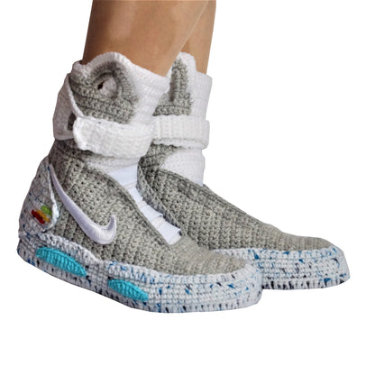 Back To The Future Custom Air Mag Crochet Shoes - Marty McFly Knitted Sneakers Slippers - Byseay