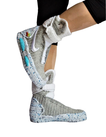 Back To The Future Custom Air Mag Crochet Shoes - Marty McFly Knitted Sneakers Slippers - Byseay