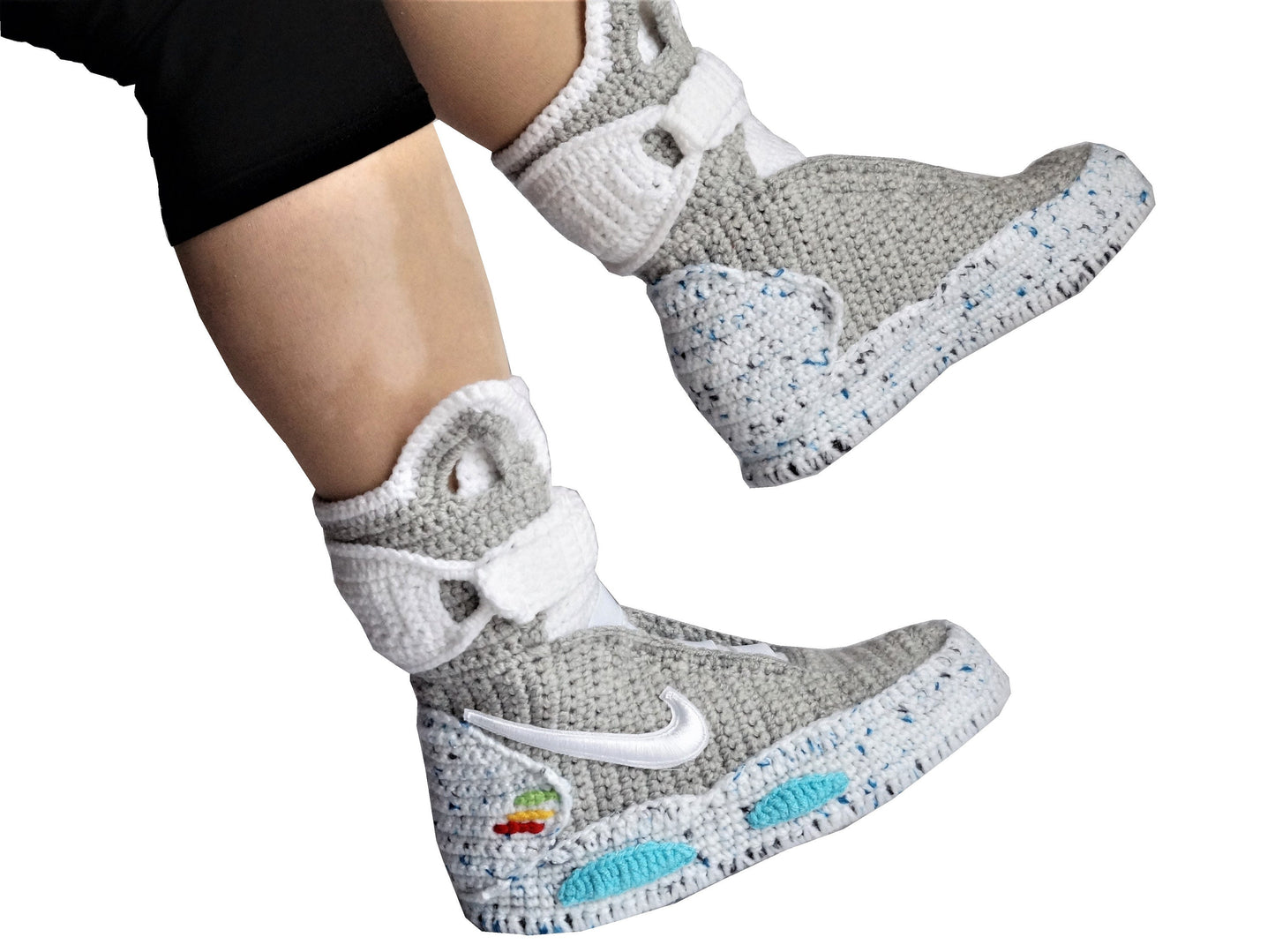 Back To The Future Custom Air Mag Crochet Shoes - Marty McFly Knitted Sneakers Slippers - Byseay