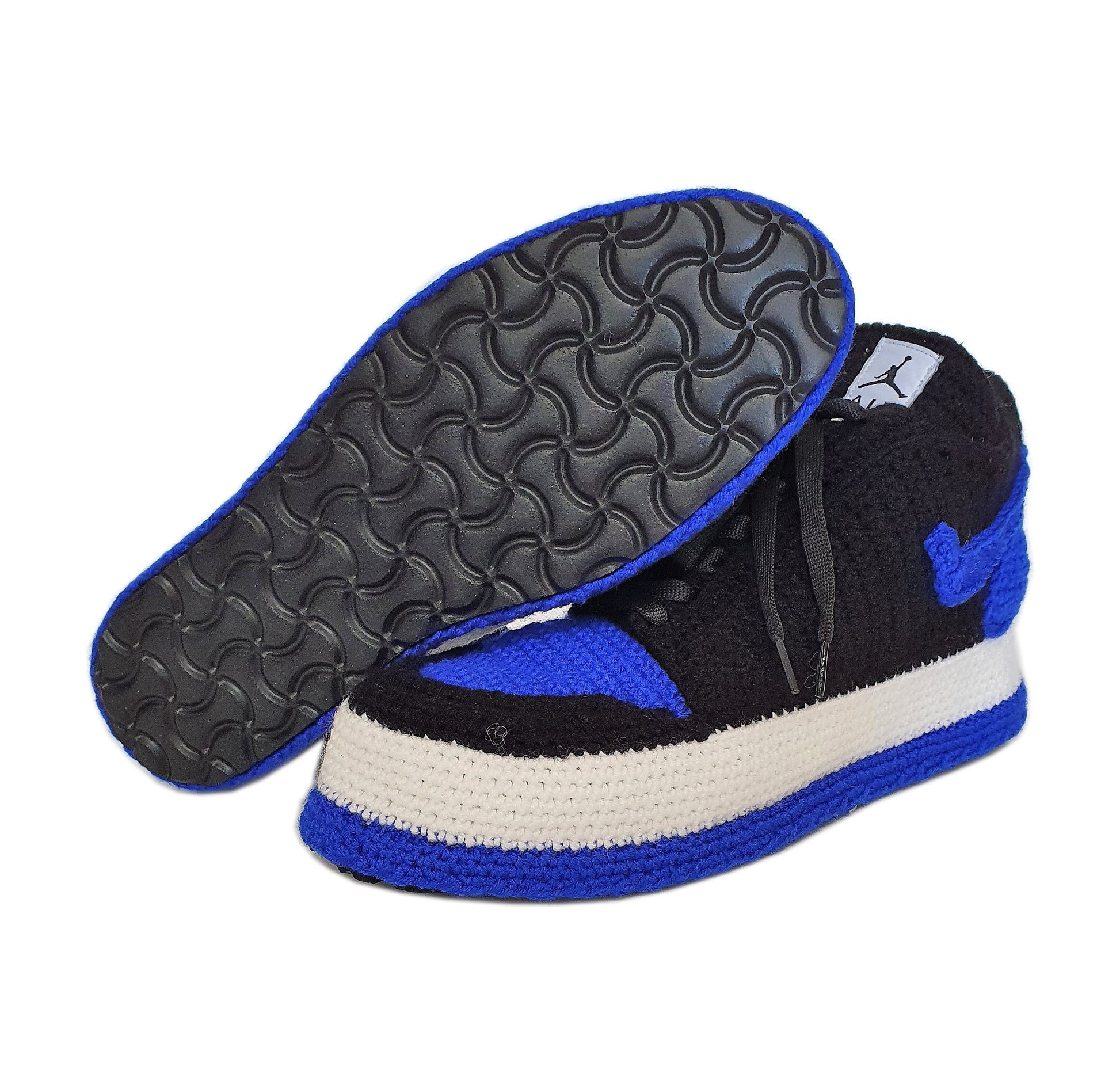 Crochet Jordan Royal Blue Slippers Sneakers - Basketball Soft Shoes - Byseay