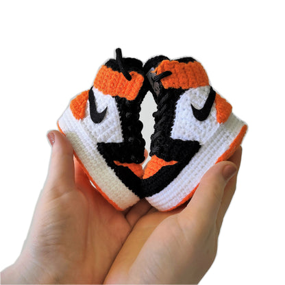 Jordan Baby Crochet Orange Sneakers Slippers Toddler Shoes Newborn Booties - Byseay