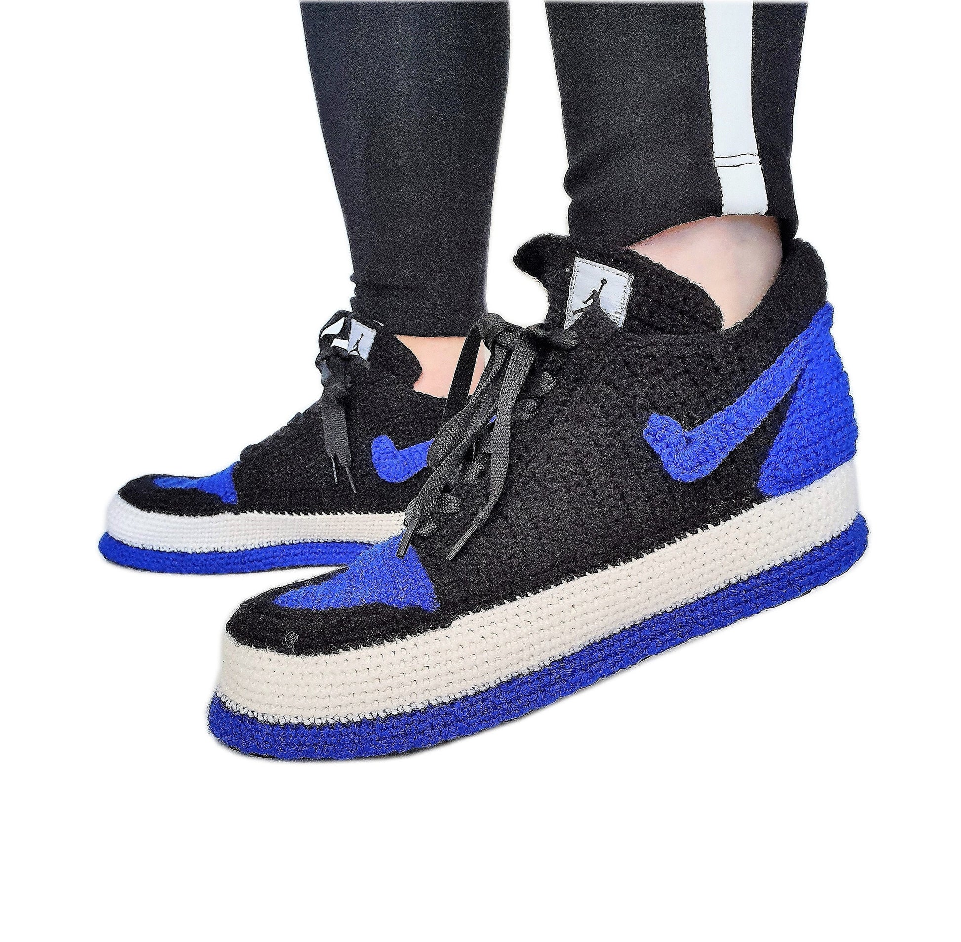 Crochet Jordan Royal Blue Slippers Sneakers - Basketball Soft Shoes - Byseay