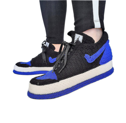 Crochet Jordan Royal Blue Slippers Sneakers - Basketball Soft Shoes - Byseay