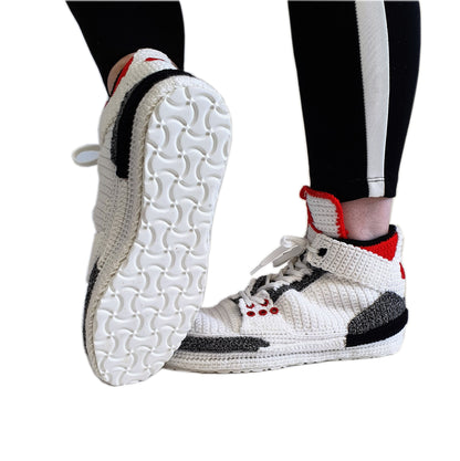 Jordan 3 Retro Crochet Home Slippers Custom Sneakers Basketball Plush Shoes