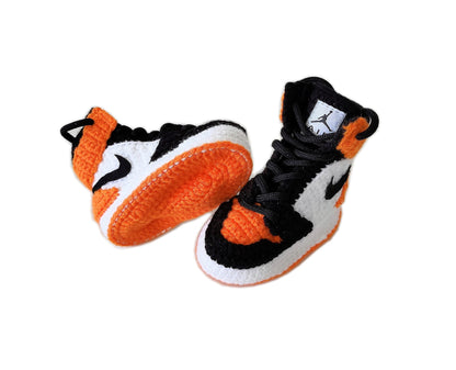 Jordan Baby Crochet Orange Sneakers Slippers Toddler Shoes Newborn Booties - Byseay