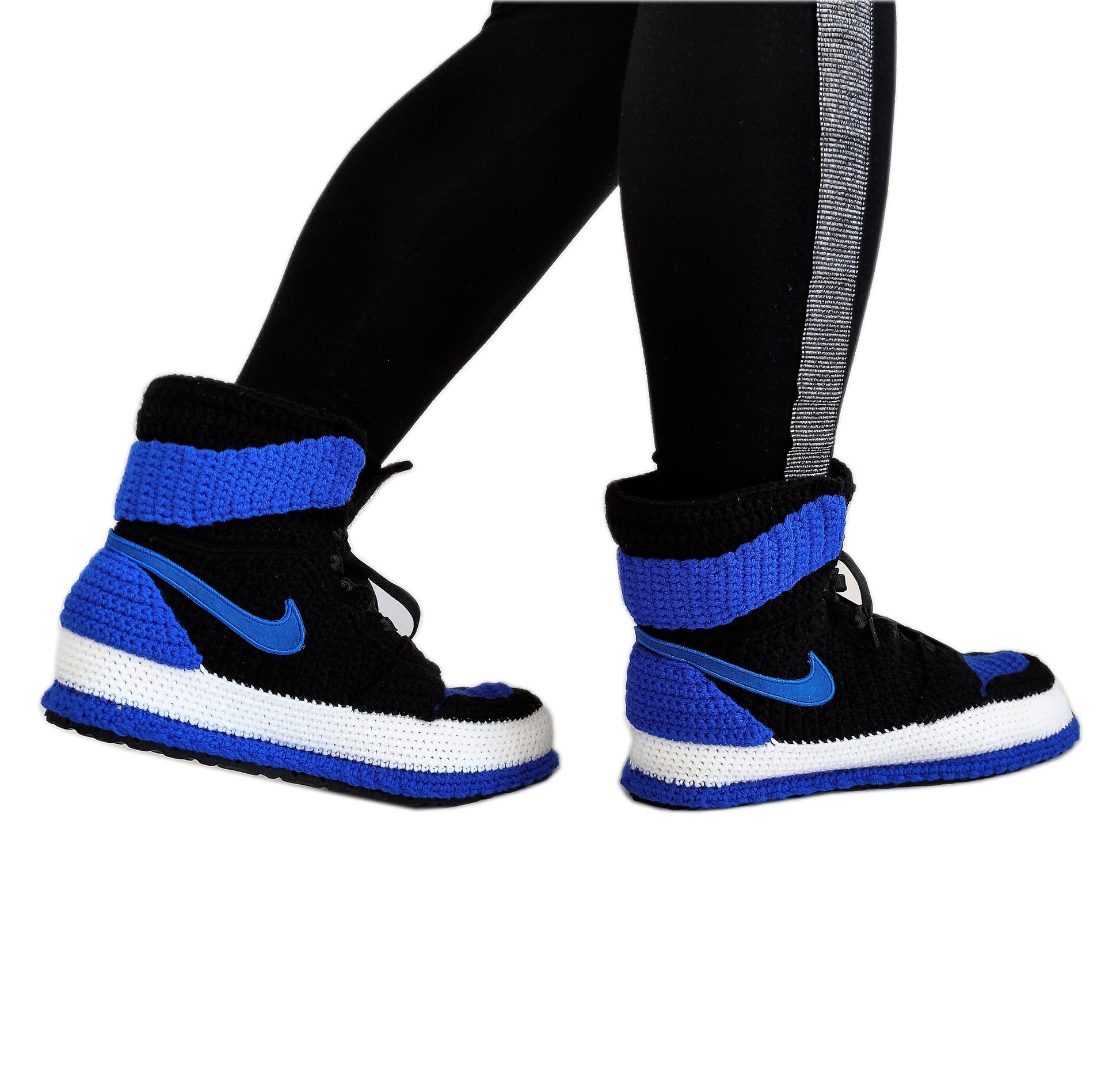 Jordan 1 Retro Royal Blue Home Shoes Sneakers Basketball Crochet Slippers Plush