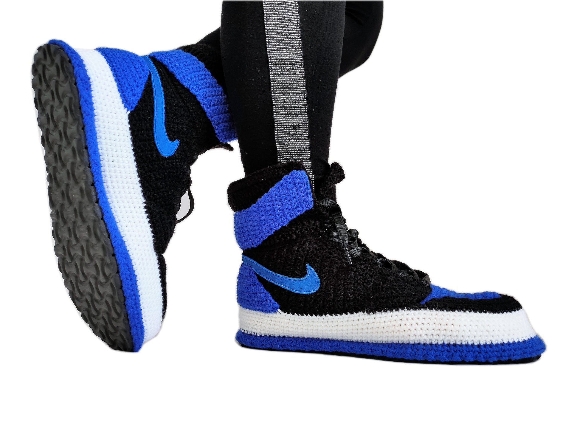 Jordan 1 Retro Royal Blue Home Shoes Sneakers Basketball Crochet Slippers Plush