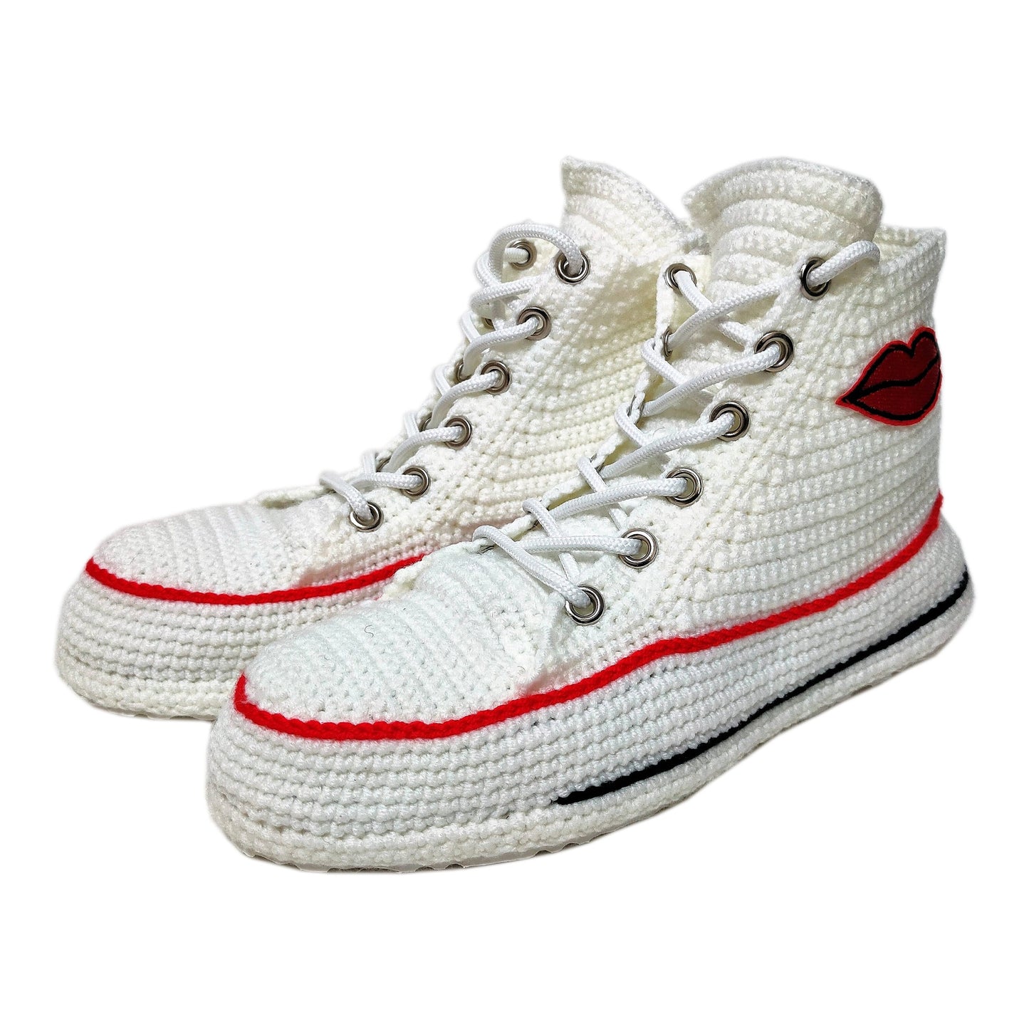 Sexy Converse Slippers Plush Sneakers House Kiss Me Lips Shoes - Byseay