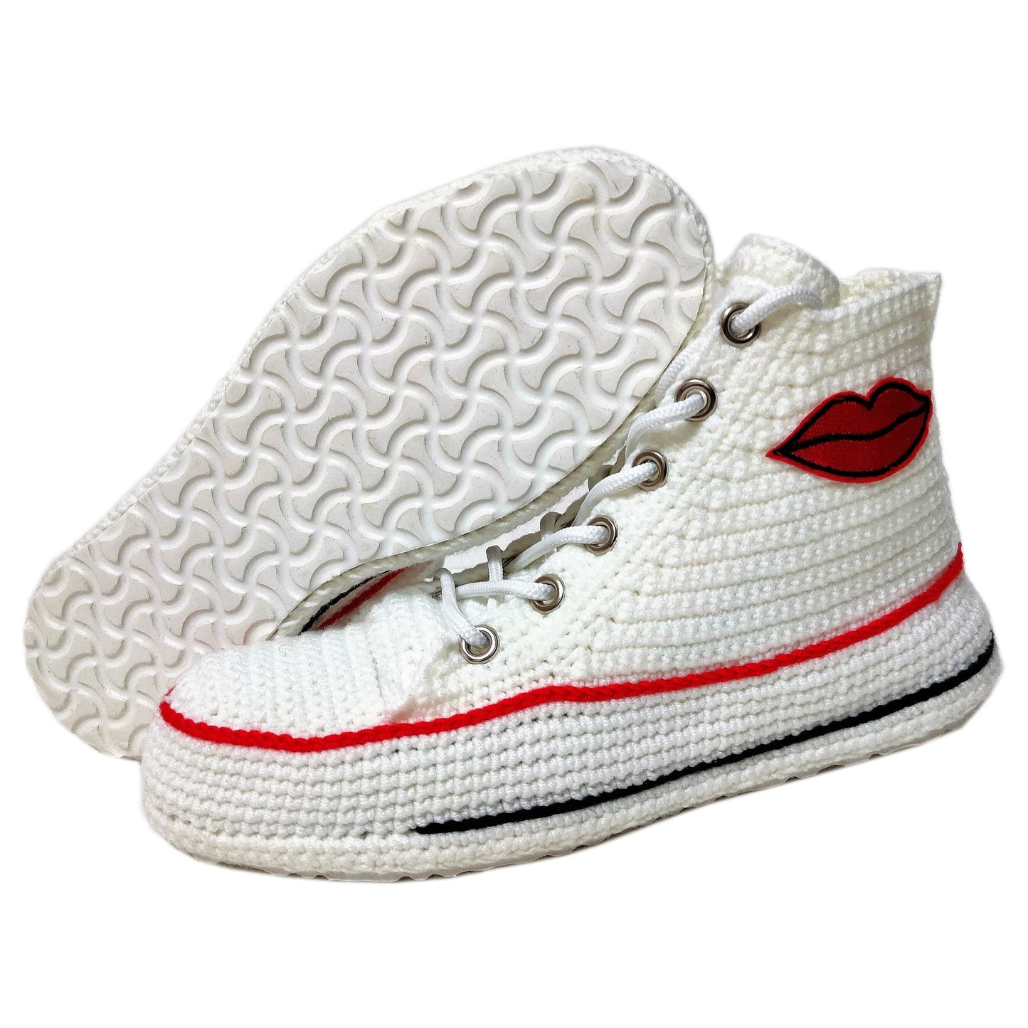 Sexy Converse Slippers Plush Sneakers House Kiss Me Lips Shoes - Byseay