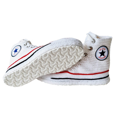 Converse White High Top Sneaker Plush Handmade Slippers Slip On Canvas Shoes - Byseay