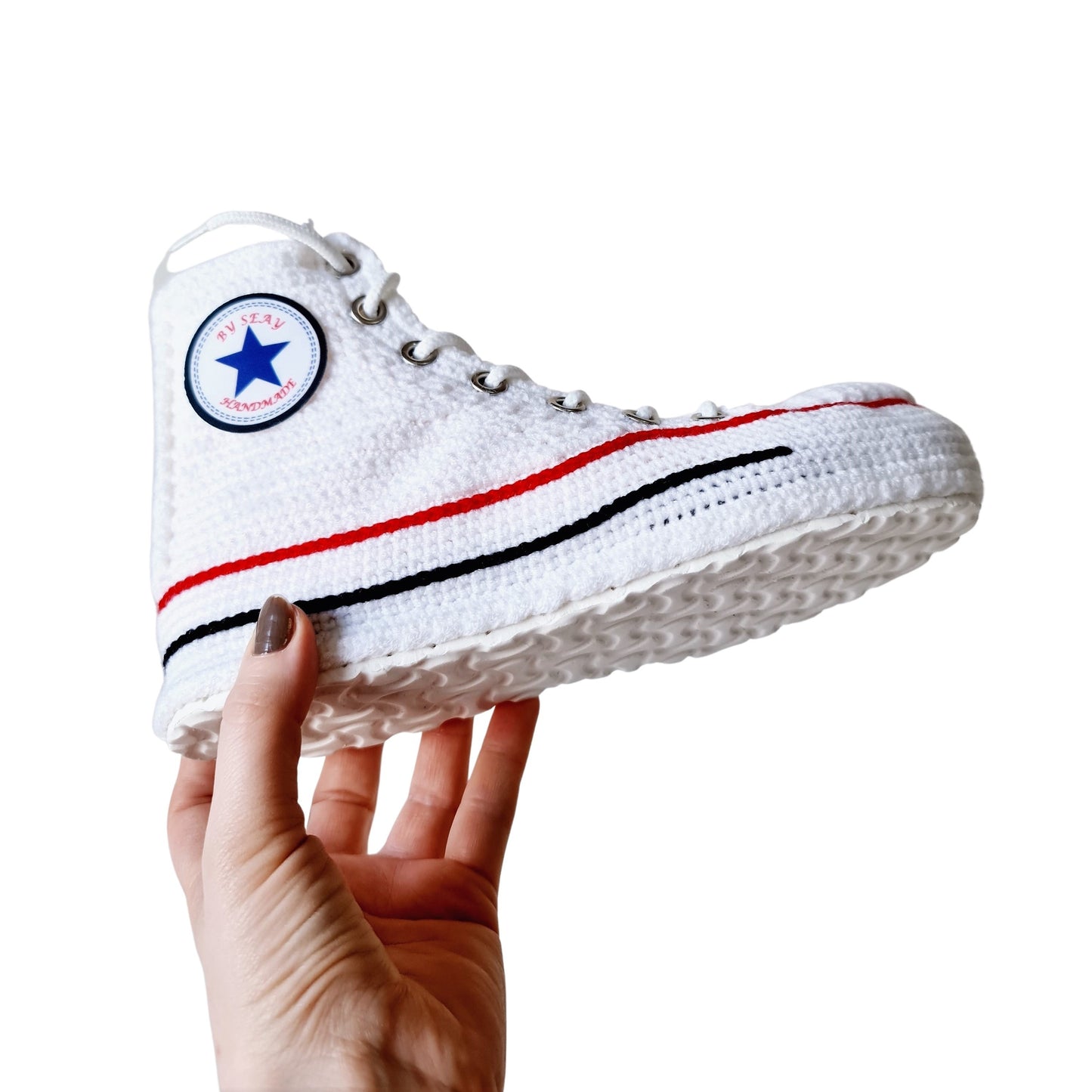 Converse White High Top Sneaker Plush Handmade Slippers Slip On Canvas Shoes - Byseay